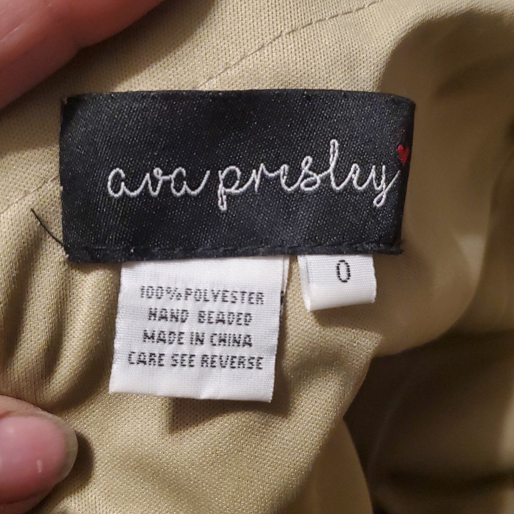 Ava Presley Style #35731, Brushed Gold Mermaid Gown With Cutout Back & Train - Picture 13 of 17